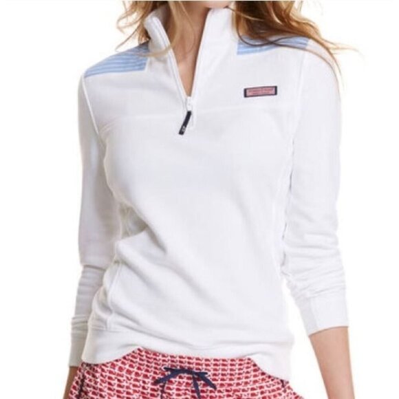 Vineyard Vines Pink White Stripe The Shep Shirt Quarter Zip Whale Logo XXS White - Picture 1 of 10